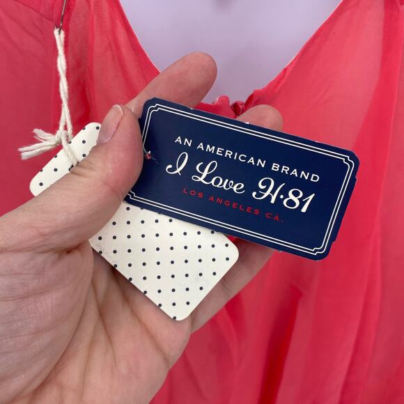 I Love H81 Red V-Neck Spaghetti Strap Mini Slip Dress Size Large NEW - Picture 6 of 10